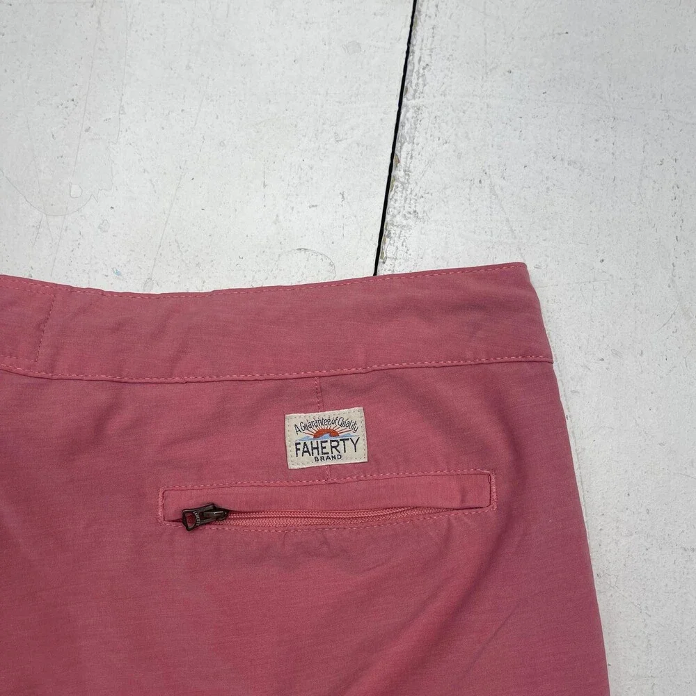 Faherty All Day Shorts Mens 36 Pink Hybrid Swim Trunks Chino Boardshorts Stretch